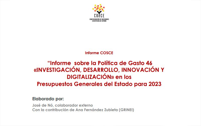 Informe COSCE sobre la Política de Gasto de I+D+i en los Presupuestos 2023