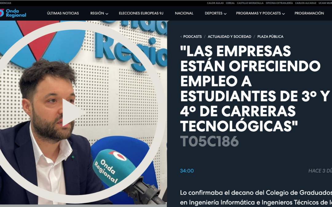 Entrevista al decano del Colegio de Ingenieros Técnicos Informáticos de Murcia sobre demanda de estudiantes