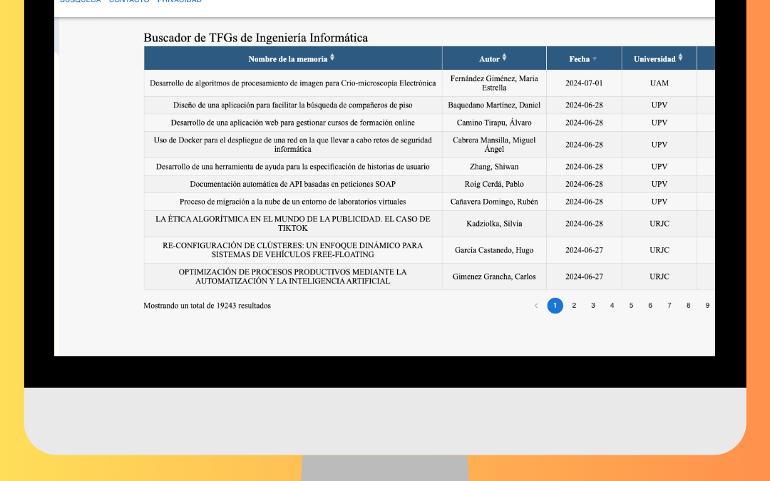 RepoSearch, una aplicación que recopila TFG publicados en distintas escuelas de informática